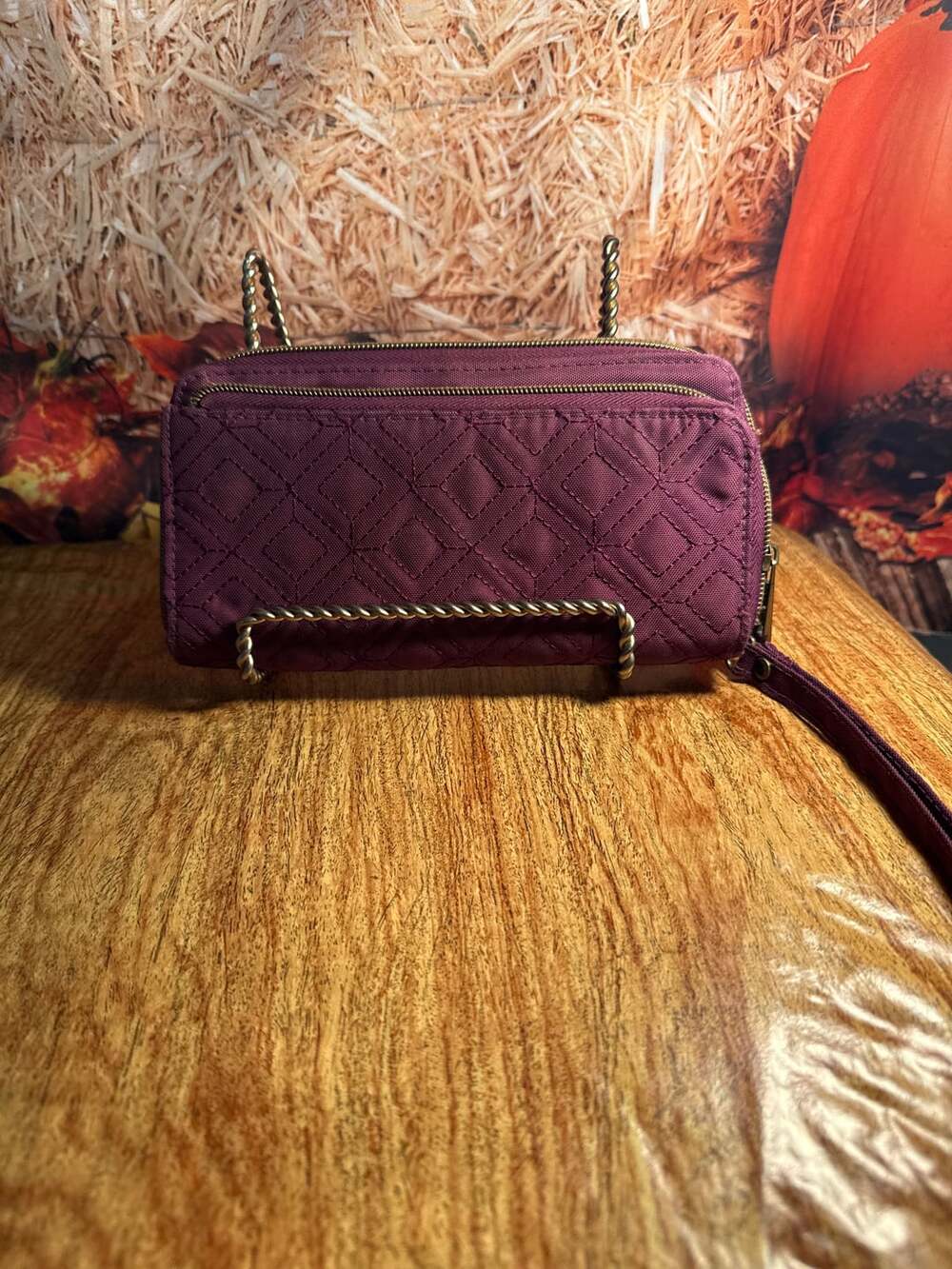 Vera Bradley Quilted Microfiber Zip-Around Wristlet Wallet Plum Burgundy